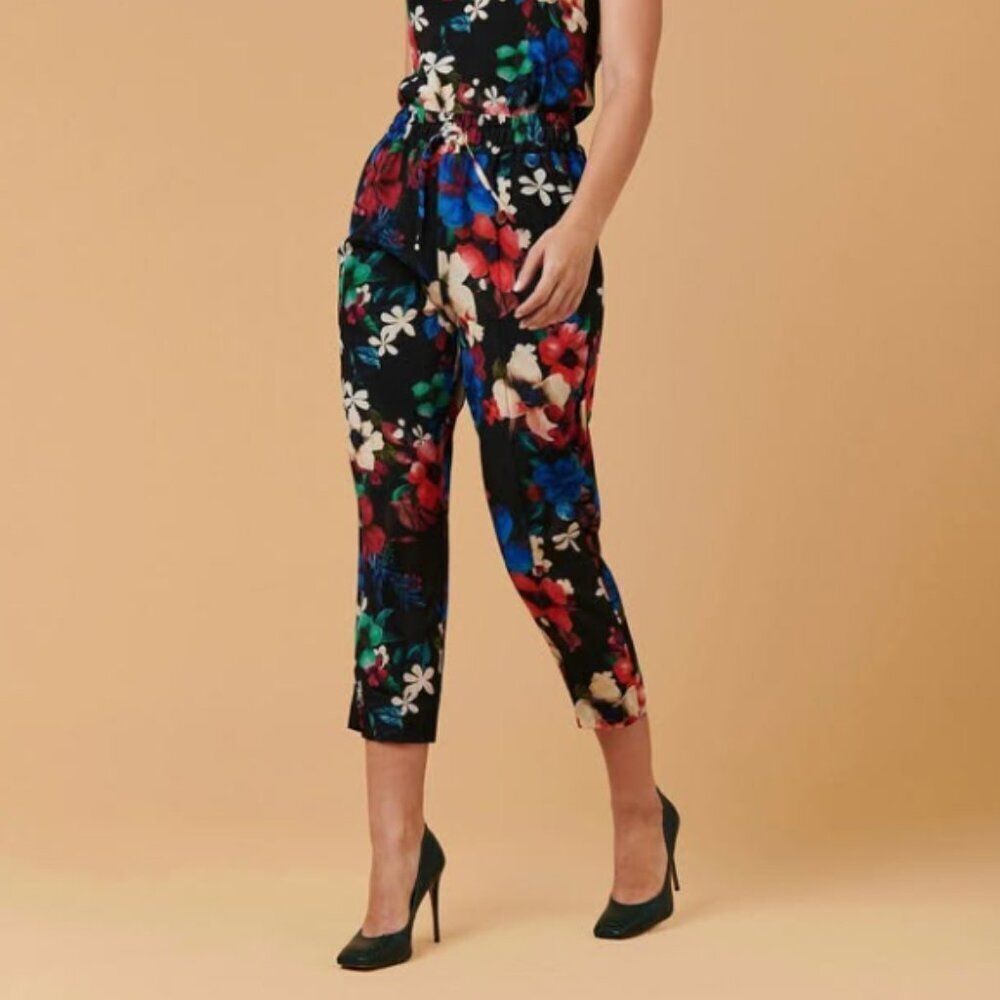 Tucker Julia Pant Martinique's Marigold in Black Stretch Silk Double Georgette